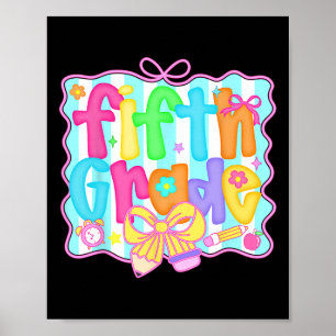 Póster Preppy Regreso a Clases 5to Grado Coquette Lazo Ni