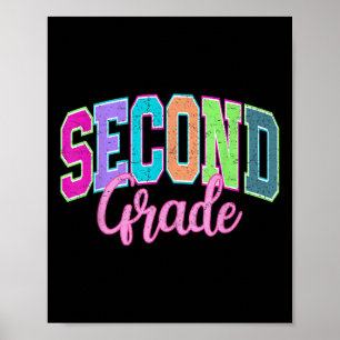 Póster Preppy Segundo Grado De Vuelta A La Escuela Chica
