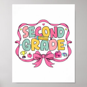 Póster Preppy Segundo Grado De Vuelta A La Escuela De Seg