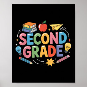 Póster Preppy Segundo Grado De Vuelta A La Escuela De Seg
