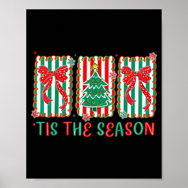 Póster Preppy Tis The Season Xmas Tree Coquette Bow Chris (Frente)