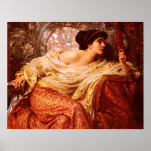 Póster Preraphaelite "El espejo" de Sir Frank Dicksee