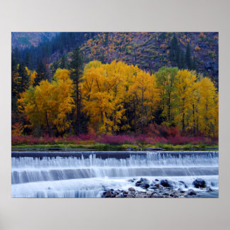 Póster Presa de Wenatchee en otoño