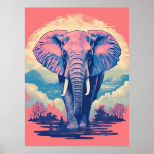 Póster Presencia Majestuosa: El elefante vibrante