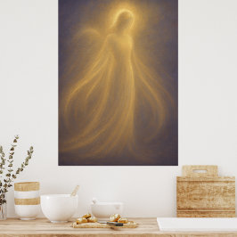 Póster Presencia Radiante Ángel de Luz Dorada Espiritual