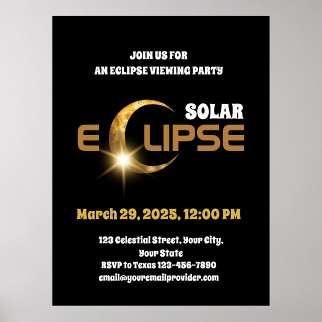 Póster Presenciando el eclipse solar parcial 3/29/2025 (Frente)