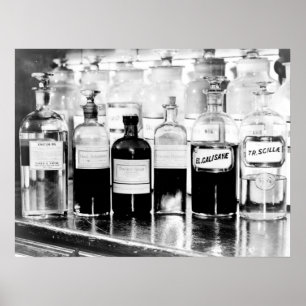 Póster Presentación de botellas apolíticas que contienen 