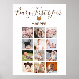 Póster Presentación mensual de foto bebé primer cumpleaño