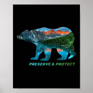 Póster Preservar & Proteger la protección ambiental,
