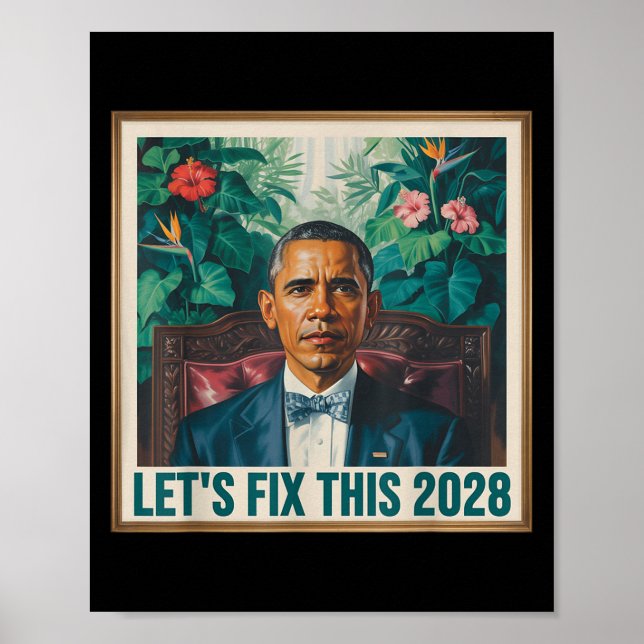 Póster President Barack Obama 2028 Rtrait Patriotic Democ (Frente)
