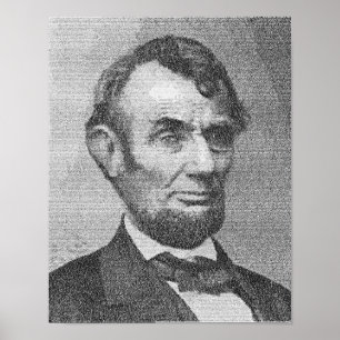 Póster President Lincoln Render w/the Gettysburg Address