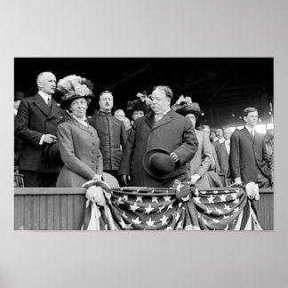 Póster President Taft and Nellie Taft At Baseball Game