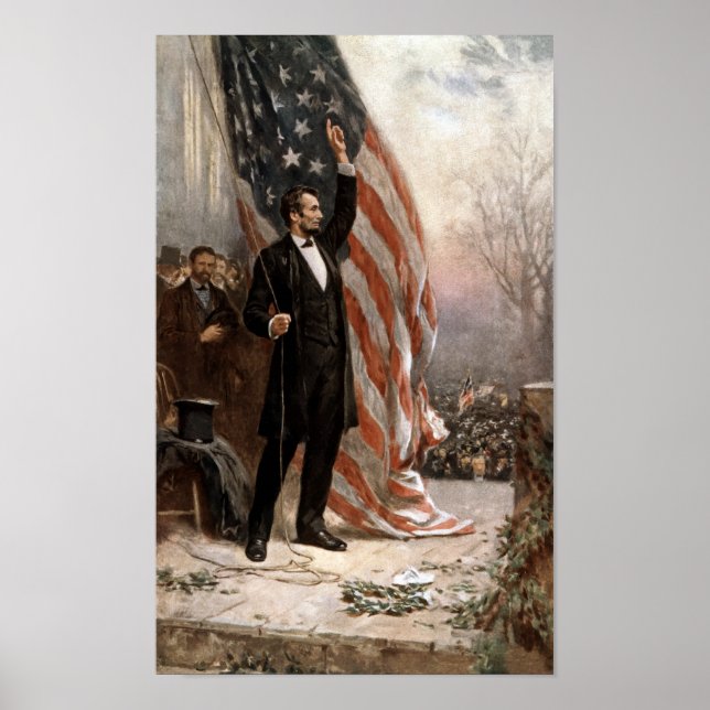 Póster Presidente Abraham Lincoln Dando Un Discurso (Frente)