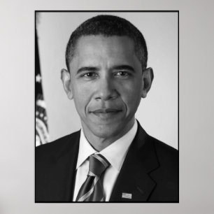 Póster Presidente Barack Obama — Blanco y negro