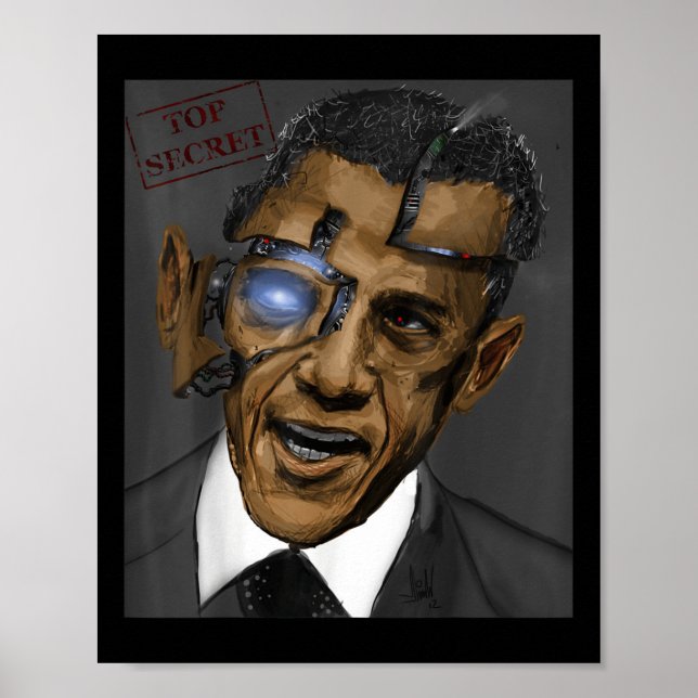 Póster Presidente Barack Obama mal Guay Robot (Frente)