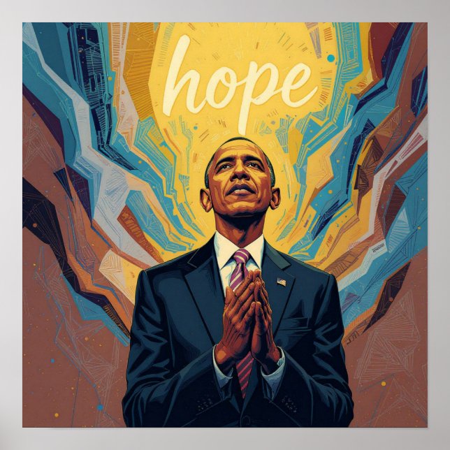 Póster Presidente Barack Obama y el Mensaje de Esperanza  (Frente)