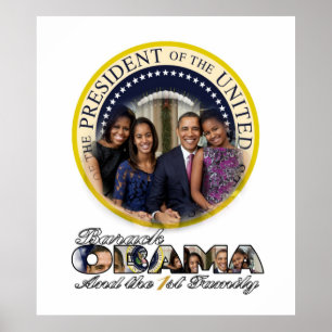 Póster Presidente Barack Obama y la 1ra familia