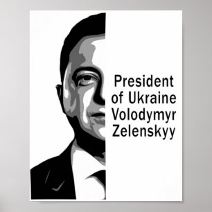 Póster Presidente de Ucrania Zelenskyy mitad retrato de a