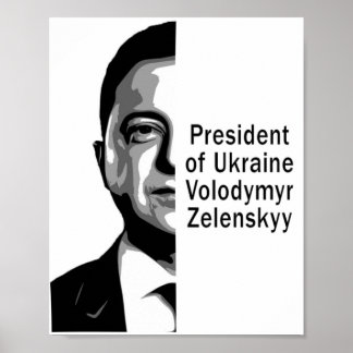 Póster Presidente de Ucrania Zelenskyy mitad retrato de a