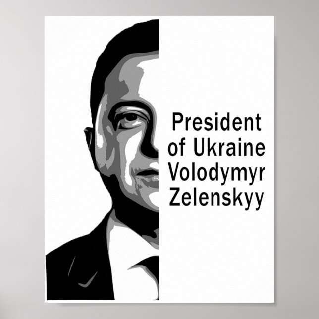 Póster Presidente de Ucrania Zelenskyy mitad retrato de a (Frente)
