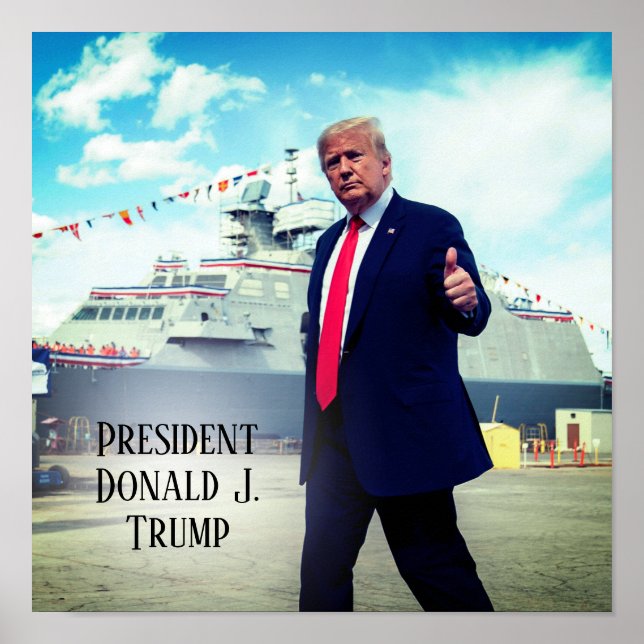 Póster Presidente Donald Trump 2020 lanza barco naval (Frente)