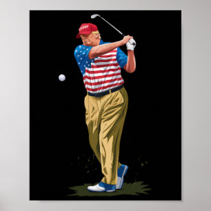 Póster Presidente Donald Trump 2025 Golf Nosotros Bandera