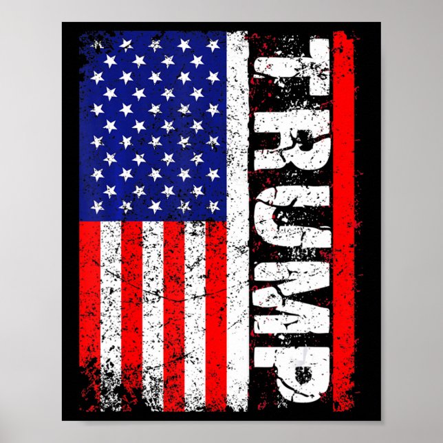 Póster PRESIDENTE Donald Trump Vintage bandera de EEUU (Frente)