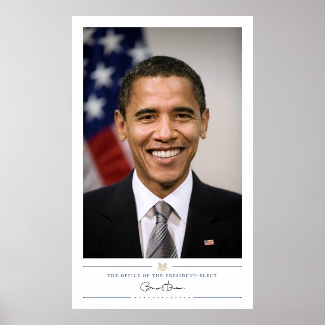 Póster Presidente electo estadounidense Barack Obama (Frente)
