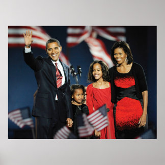 Póster Presidente electo Obama y familia