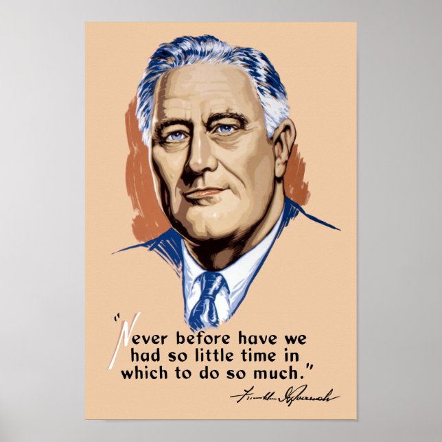 Póster Presidente Franklin Roosevelt y presupuesto — Segu (Frente)