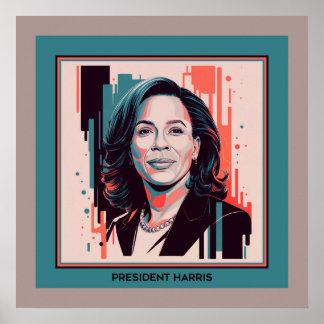Póster Presidente Kamala Harris Retrato Artístico Moderno