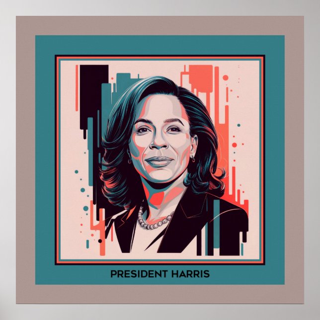 Póster Presidente Kamala Harris Retrato Artístico Moderno (Frente)