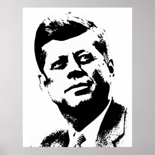 Póster Presidente Kennedy — Blanco y negro