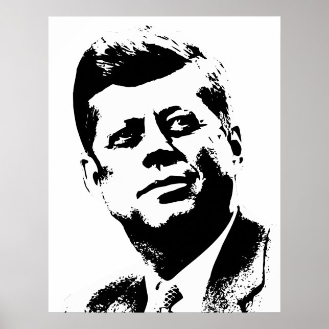 Póster Presidente Kennedy — Blanco y negro (Frente)