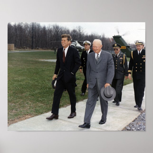 Póster Presidente Kennedy y Dwight Eisenhower - 1961 (Frente)