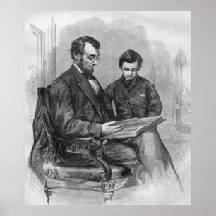 Póster Presidente Lincoln y su hijo