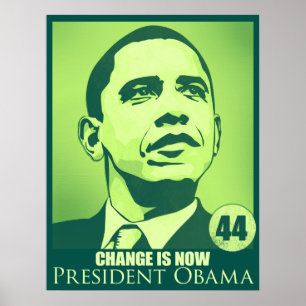 Póster Presidente Obama, cambio ahora es poster verde
