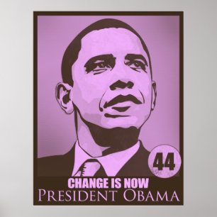Póster Presidente Obama, el cambio es ahora Poster rosado