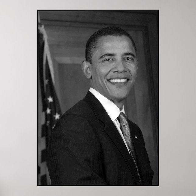 Póster Presidente Obama — En blanco y negro (Frente)