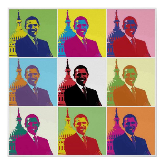 Póster Presidente Obama Pop Art 20x20 (Anverso)