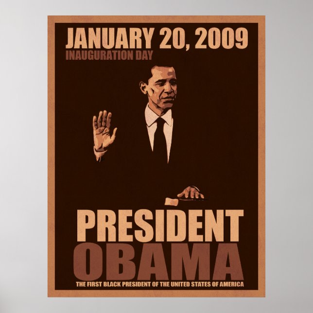 Póster Presidente Obama Poster de Lienzo Inaugurado (Frente)