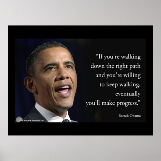 Póster Presidente Obama y cita "Hacer Progreso"  (Frente)