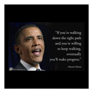 Póster Presidente Obama y cita "Hacer progresos"