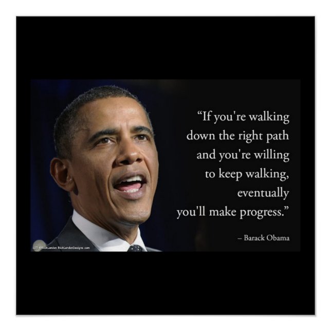 Póster Presidente Obama y cita "Hacer progresos"  (Anverso)