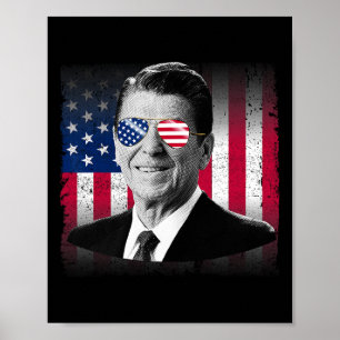 Póster Presidente Reagan Bandera De EE. UU. Patriótico Am