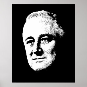 Póster Presidente Roosevelt — Blanco y negro