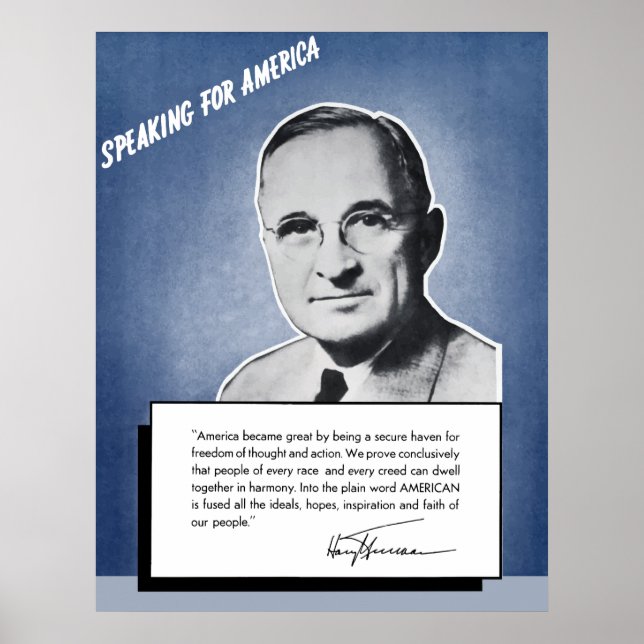 Póster Presidente Truman — Hablando por Estados Unidos (Frente)
