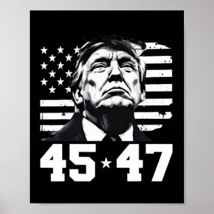 Póster Presidente Trump 45 47 Bandera estadounidense Trum