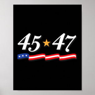 Póster Presidente Trump 45 47 Números Como 45 Y 47
