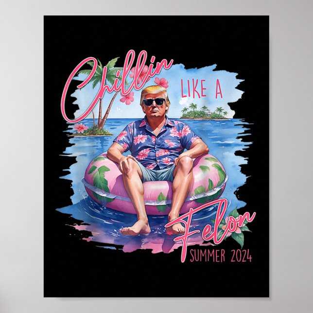 Póster Presidente Trump Camisa Graciosa Chillin Como Un F (Frente)